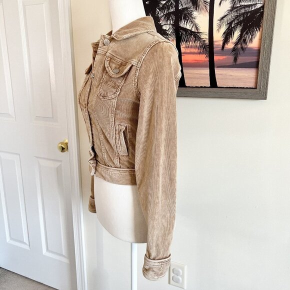 Women's Younique Corduroy Jacket | Short | Tan | Size Medium | Cotton/Spandex - Picture 4 of 9